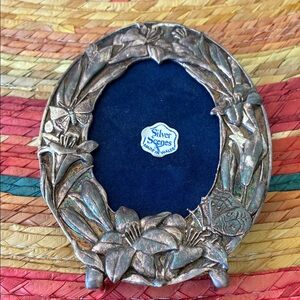 Ornate Art Nouveau-style Metal Floral Picture Frame with Poem